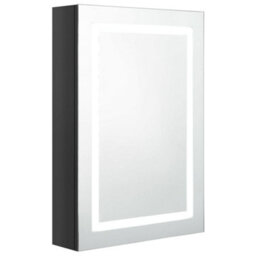 Berkfield Led Bathroom Mirror Cabinet Shining Black 50X13X70 Cm - thumbnail 2