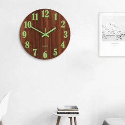 "12"" Wooden Luminous Wall Clock Battery Quartz" - thumbnail 3
