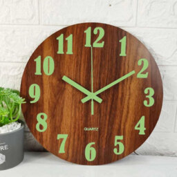 "12"" Wooden Luminous Wall Clock Battery Quartz" - thumbnail 5