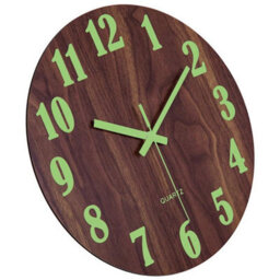 "12"" Wooden Luminous Wall Clock Battery Quartz" - thumbnail 6