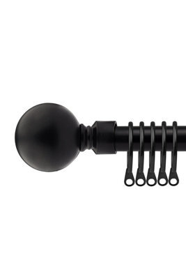 16-19mm Sphere Extendable  Metal Curtain Pole Set Black 160-300Cm
