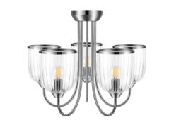 GoodHome Rothwell Round Glass & Metal Clear Chrome Effect 5 Lamp Led Ceiling Light - thumbnail 3