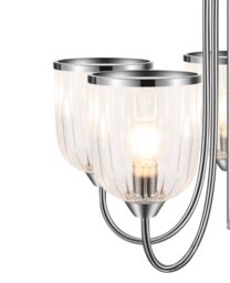 GoodHome Rothwell Round Glass & Metal Clear Chrome Effect 5 Lamp Led Ceiling Light - thumbnail 5