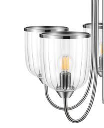 GoodHome Rothwell Round Glass & Metal Clear Chrome Effect 5 Lamp Led Ceiling Light - thumbnail 4