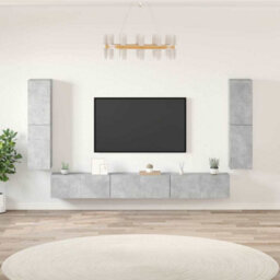 Berkfield Classic 7 Piece Tv Cabinet Set Concrete Grey Engineered Wood - thumbnail 2