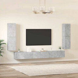 Berkfield Classic 7 Piece Tv Cabinet Set Concrete Grey Engineered Wood - thumbnail 3