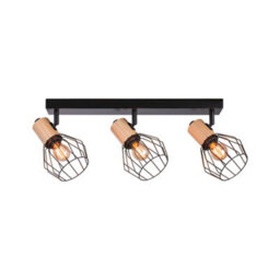 Paulmann 66768 Spotlight Lanke 3-Lamp Max. 3X20W Ceiling Luminaire Black/wood Spot Metal E14 - thumbnail 3