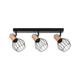 Paulmann 66768 Spotlight Lanke 3-Lamp Max. 3X20W Ceiling Luminaire Black/wood Spot Metal E14 - thumbnail 2