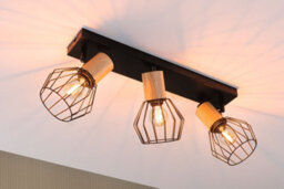 Paulmann 66768 Spotlight Lanke 3-Lamp Max. 3X20W Ceiling Luminaire Black/wood Spot Metal E14 - thumbnail 5