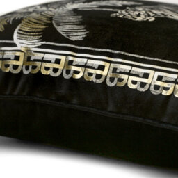 Laurence Llewelyn-Bowen Tiger Tiger Opulent Foil Printed Luxury Black Velvet Filled Cushion - thumbnail 4