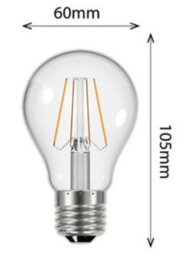12 Pack Gls 6W (60W) Led Filament, Clear E27, Edison Bulbs, Warm White 2700K, 600 Lumens, For Pendants, Wall Lights & Lamps - thumbnail 3