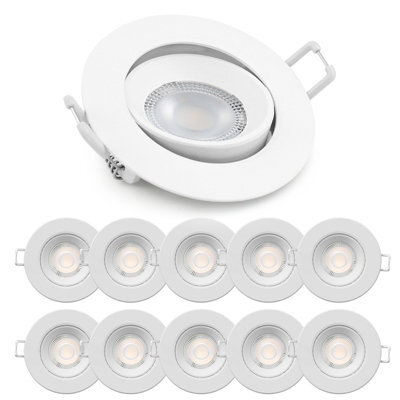 Paul Russells Led Downlight White Non-Dimmable Tiltable Recessed Ceiling Spotlight 4.8W 400 Lumen Ip20 Warm White 3000K Pack Of 10 - image 1