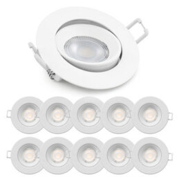 Paul Russells Led Downlight White Non-Dimmable Tiltable Recessed Ceiling Spotlight 4.8W 400 Lumen Ip20 Warm White 3000K Pack Of 10 - thumbnail 1