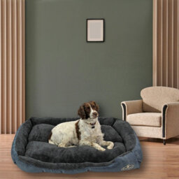 Actiaspet X-Large Grey Dog Bed Cat Washable Soft Faux Fur Fleece Cushion Pet Puppy Basket - thumbnail 3