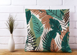 Warren Reed Designer Tropical Floral Leaves Green Brown Cushions 45Cm X 45Cm - thumbnail 2