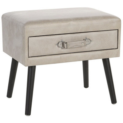 Beliani 1 Drawer Bedside Table Eurostar Faux Leather Beige - image 1