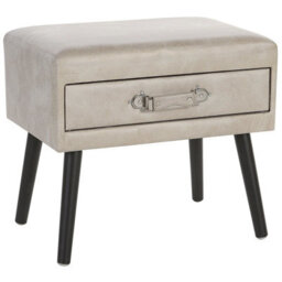Beliani 1 Drawer Bedside Table Eurostar Faux Leather Beige