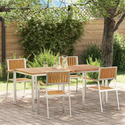 Berkfield Garden Dining Set 5 Pcs Brown Solid Teak Wood - image 1