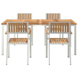Berkfield Garden Dining Set 5 Pcs Brown Solid Teak Wood - thumbnail 7