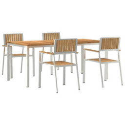 Berkfield Garden Dining Set 5 Pcs Brown Solid Teak Wood - thumbnail 2