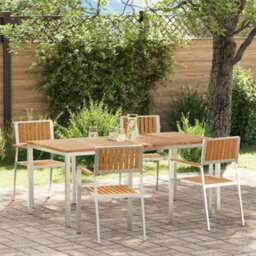 Berkfield Garden Dining Set 5 Pcs Brown Solid Teak Wood
