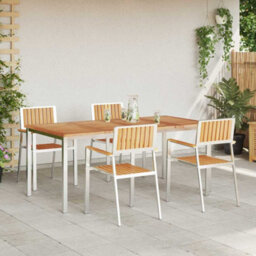 Berkfield Garden Dining Set 5 Pcs Brown Solid Teak Wood - thumbnail 4