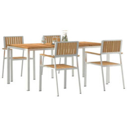 Berkfield Garden Dining Set 5 Pcs Brown Solid Teak Wood - thumbnail 3