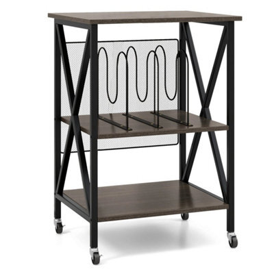 Mobile Grey Record Player Stand 3-Tier Turntable Stand With Lockable Wheels - image 1