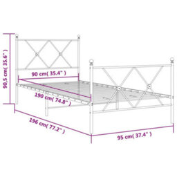 Berkfield Metal Bed Frame Without Mattress With Footboard Black 90X190Cm - thumbnail 8