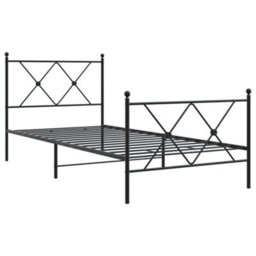 Berkfield Metal Bed Frame Without Mattress With Footboard Black 90X190Cm - thumbnail 3