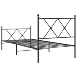 Berkfield Metal Bed Frame Without Mattress With Footboard Black 90X190Cm - thumbnail 6