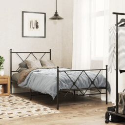 Berkfield Metal Bed Frame Without Mattress With Footboard Black 90X190Cm - thumbnail 1