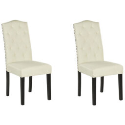 Beliani Set Of 2 Dining Chairs Shirley Fabric Light Beige - thumbnail 1