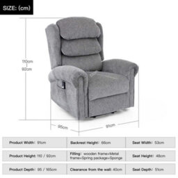 More4Homes Belvoir Grey Fabric Single Motor Mobility Rise Recliner Chair - thumbnail 9