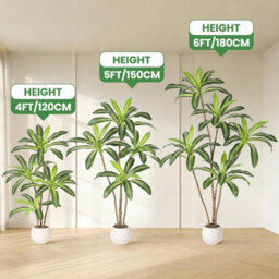 London Boutique 120 Cm Artificial Dracaena Tree, Faux Yucca Floor Plant, White Tall Planter, Artificial Plants Indoor - thumbnail 9
