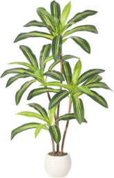 London Boutique 120 Cm Artificial Dracaena Tree, Faux Yucca Floor Plant, White Tall Planter, Artificial Plants Indoor
