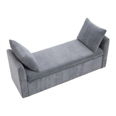Large Storage Box Footstool Window Seat Pouffe Stools Ottoman Bed End Bench Grey - image 1