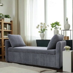 Large Storage Box Footstool Window Seat Pouffe Stools Ottoman Bed End Bench Grey - thumbnail 3