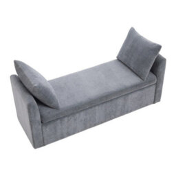 Large Storage Box Footstool Window Seat Pouffe Stools Ottoman Bed End Bench Grey - thumbnail 1