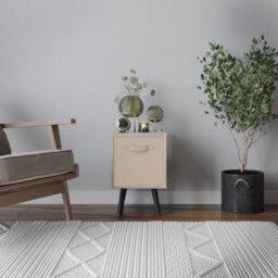 Urbn-Living Urbnliving 51Cm Height Antique Oak Wooden Cube Storage Bookcase Beige Inserts Scandinavian Black Legs - thumbnail 2