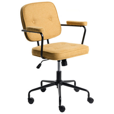 Beliani Desk Chair Pawnee Fabric Yellow - image 1