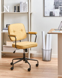 Beliani Desk Chair Pawnee Fabric Yellow - thumbnail 2