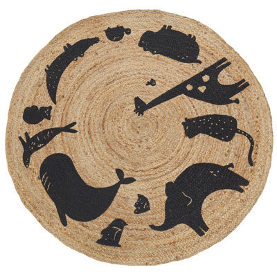Beliani Kids Rug Earth Beige 120 Cm Jute - image 1