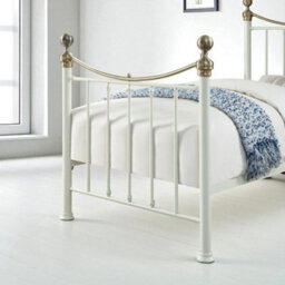 OAT Home Hampstead Traditional White & Polished Brass Single Metal Bed Frame - thumbnail 4