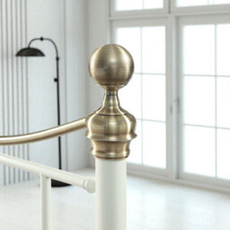 OAT Home Hampstead Traditional White & Polished Brass Single Metal Bed Frame - thumbnail 5
