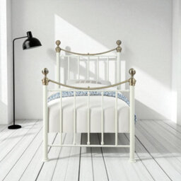 OAT Home Hampstead Traditional White & Polished Brass Single Metal Bed Frame - thumbnail 2