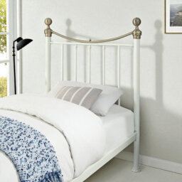 OAT Home Hampstead Traditional White & Polished Brass Single Metal Bed Frame - thumbnail 3