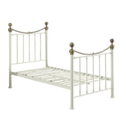 OAT Home Hampstead Traditional White & Polished Brass Single Metal Bed Frame - thumbnail 6