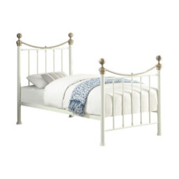 OAT Home Hampstead Traditional White & Polished Brass Single Metal Bed Frame - thumbnail 7