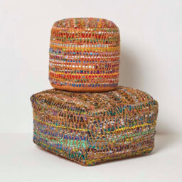 Homescapes Multicolour Chindi Design Bean Filled Pouffe Large 60 X 60 X 30 Cm - thumbnail 5